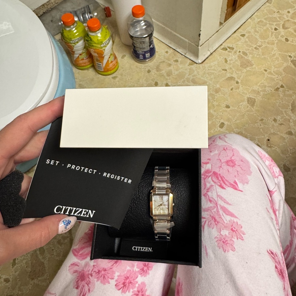 Citizen Two-Tone Gold and Silver Rectangular Eco-Drive Watch - Picture 4 of 4